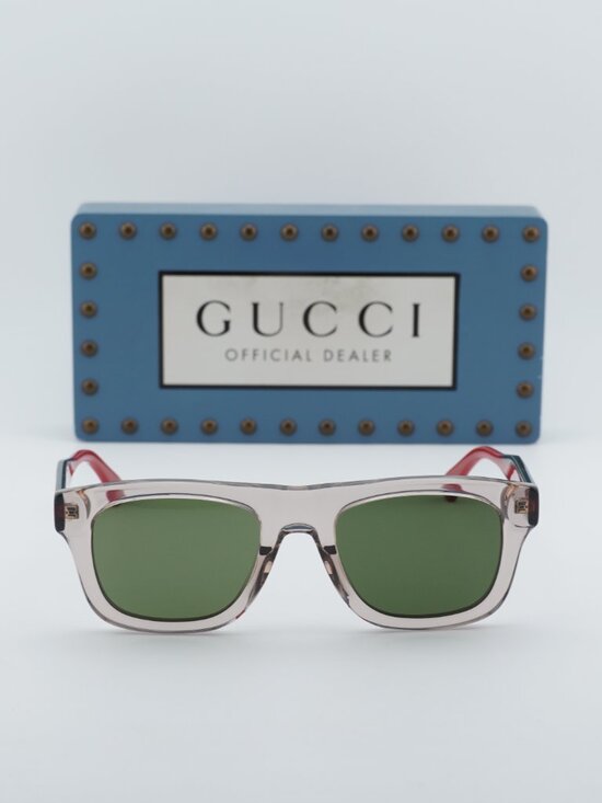 Gucci GG1991S 003 Square Sunglasses - Shiny Transparent Brown/Green